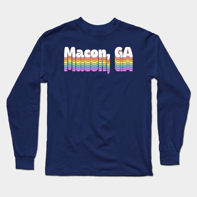 Macon, GA //\\// Retro Typography Design Long Sleeve T-Shirt by DankFutura